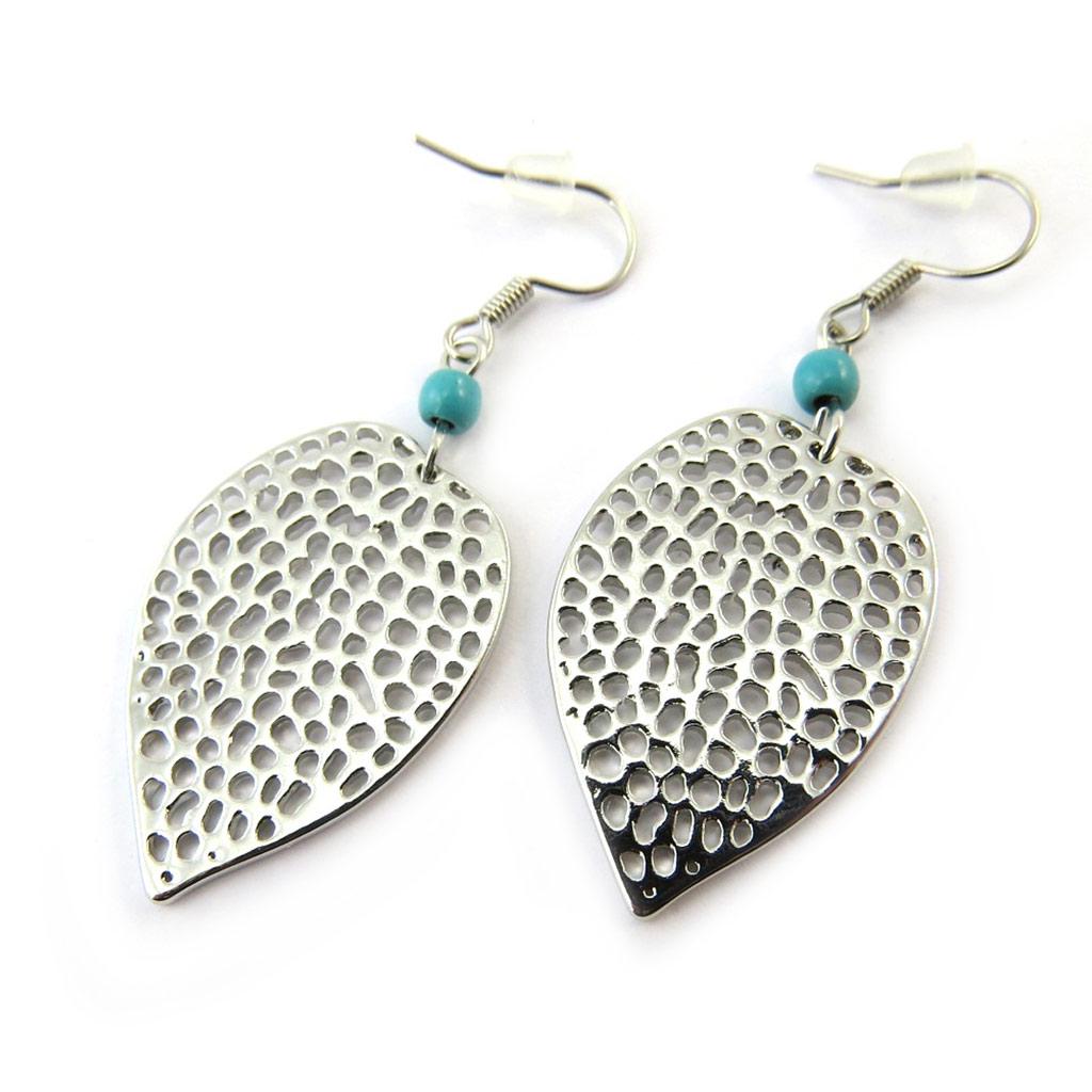 Les Trésors De Lily [N4674] - Silver Turquoise 'Kilimanjaro' Designer Earrings