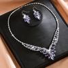 Women Party Wedding Dress Necklace Earrings Two-piece Jewelry Accessories