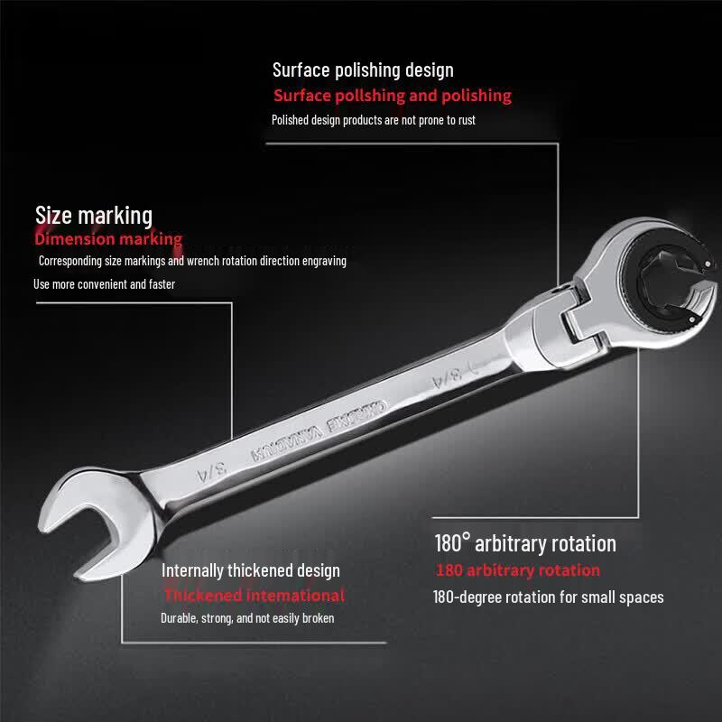 Universal Rotatable Open-End Ratchet Combination Wrench
