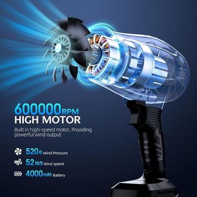 1050W Cordless Portable Air Blower Handheld Concentration Hair Dryer High-Power Turbo Blowing Water Ultra-Violent Fan