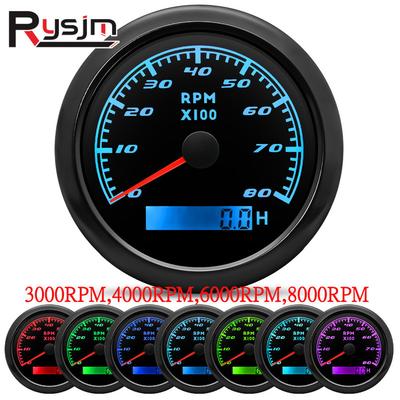 Ized 85mm Marine Car Boat Tachometer Gauge with Hourmeter 3000,4000,6000,7000,8000RPM Tacho Meter For Diesel Engine 9-32V