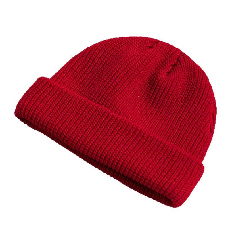 Autumn and winter versatile knitted melon fur hat solid color knitted hat warm damp wool hat