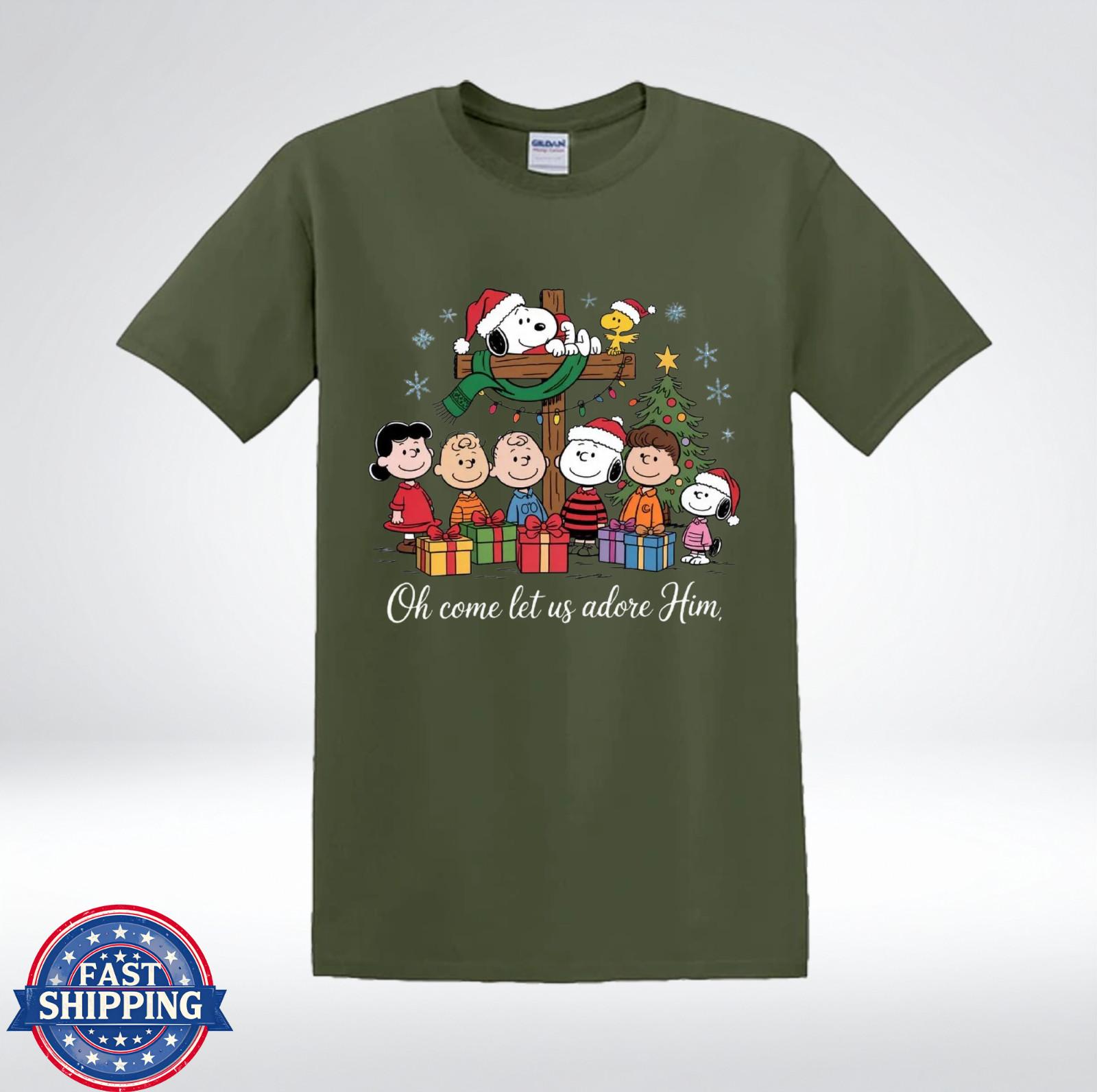 Oh Come Let Us Adore Him Religious Christmas T-Shirt XXL