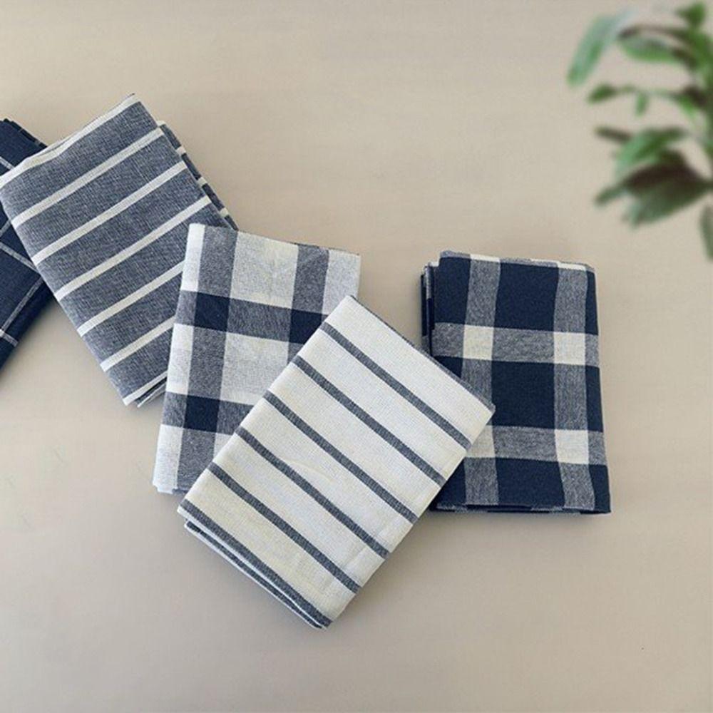 2 ks 46x70cm Bavlněná utěrka Modrá utěrka na vinné sklenice Geometrická kostkovaná podložka na stůl Svatba