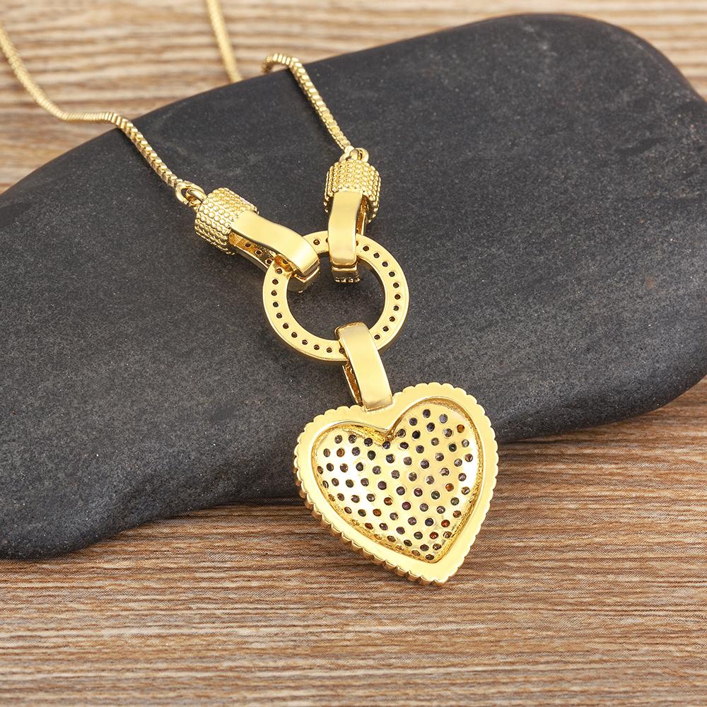 Nidin White/Colorful Color Romantic Heart Necklace for Women New Sweet Zircon Pendant Female Elegant Minimalism Jewelry Gifts