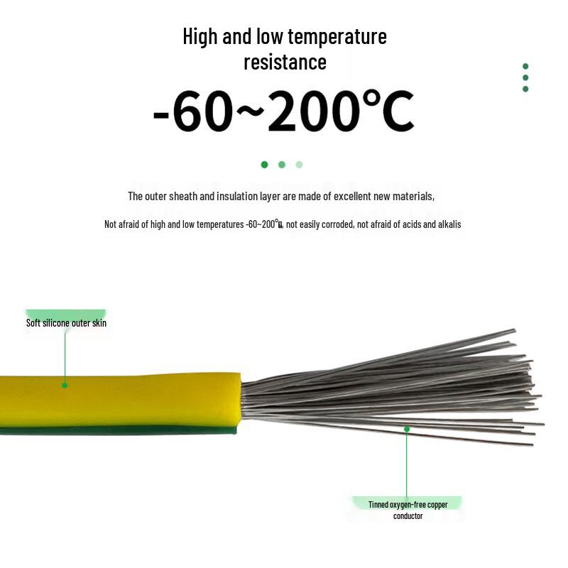 Youlianxing High/Low Temp Silicone Yellow-Green Grounding Wire