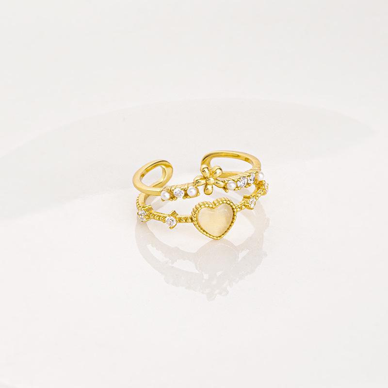 

Двухслойное кольцо Banyan Tree из серебра 925 пробы с сердцем и цветком Adjustable opening золотой