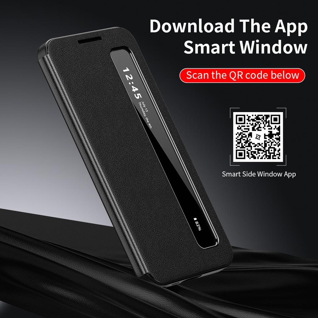 Flip Cover For Samsung Galaxy A57 Window View Flip-free Answer Call Smart APP PU Leather Case