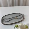 Silver Gray Pearl Necklace with Copper Buckle - 2024 Women's Sweater Chain, High-Grade Beaded Clavicle Chain