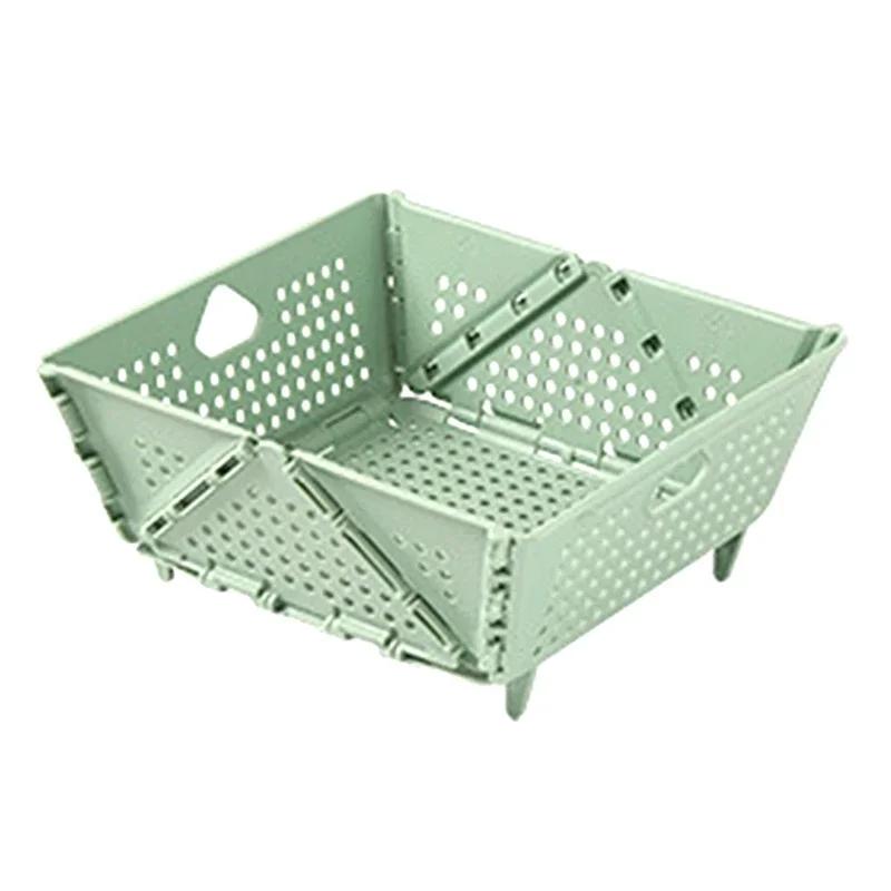 Drain Basket, Fruit Basket, Multifunctional, Foldable, Portable Plastic, Large Capacity, Raised Tiptoe, Vegetable Basket