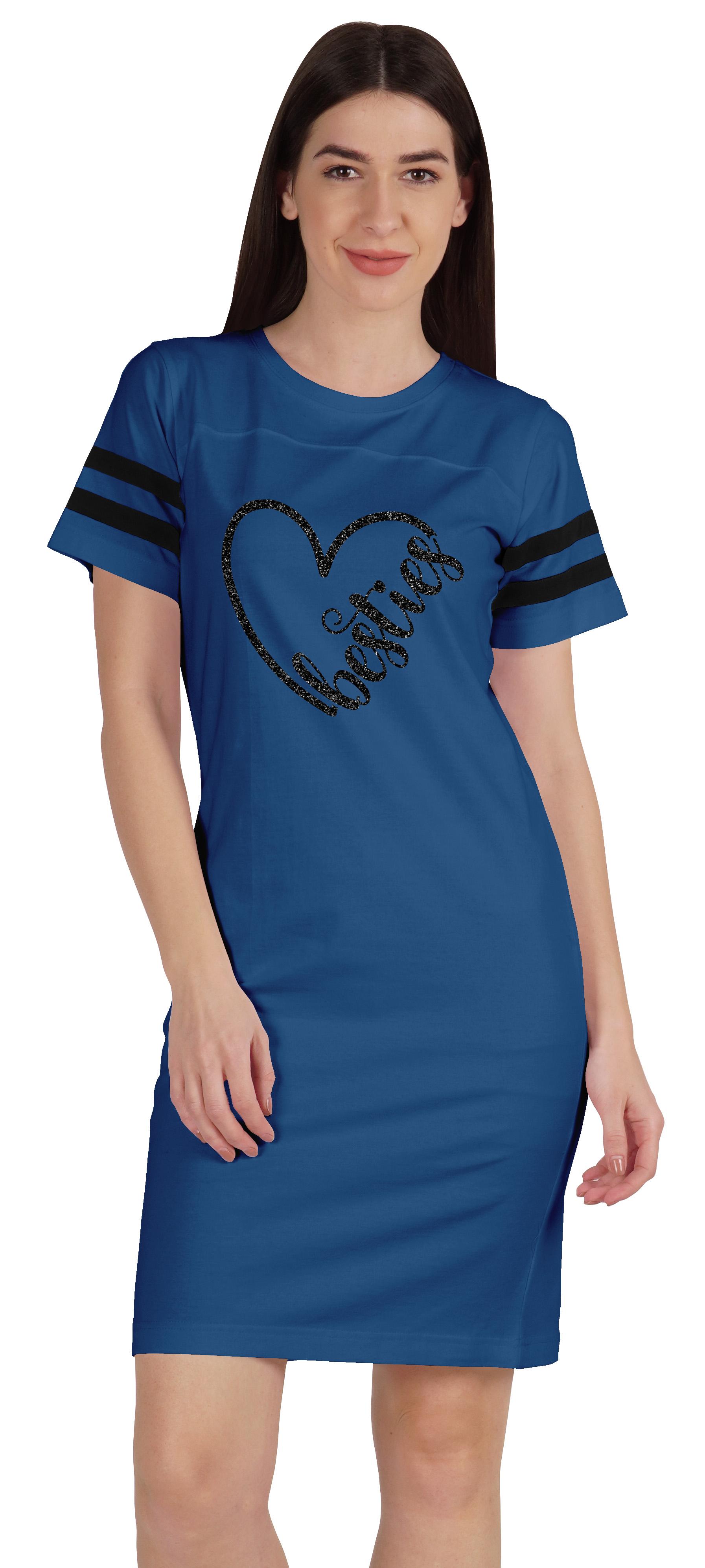 

Туніка Inkmeso Besties Графічні футболки з круглим вирізом Літня сукня з коротким рукавом XXL королівський синій колір