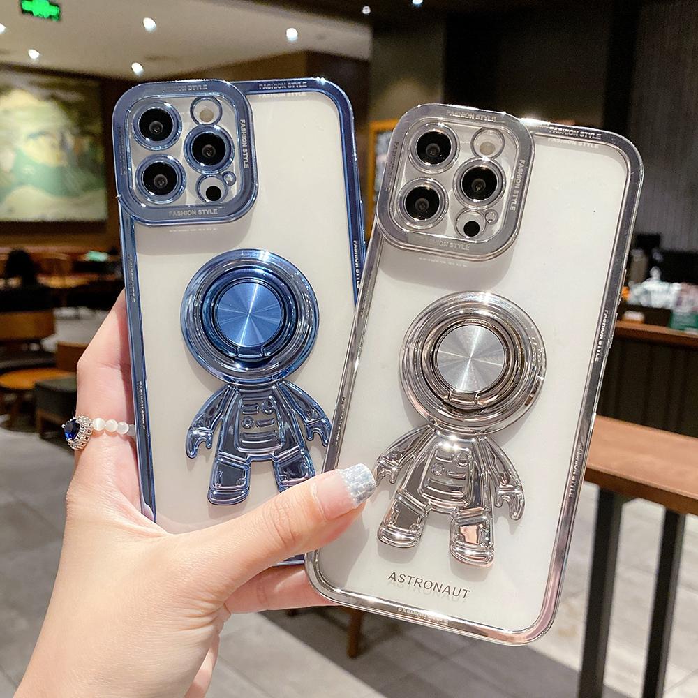 Módní pouzdro s prstenovým stojánkem Astronauti pro iPhone 13 11 12 14 Pro Max Xs Xr X 7 8 14 Plus Nárazuvzdorný TPU kryt se stojánkem