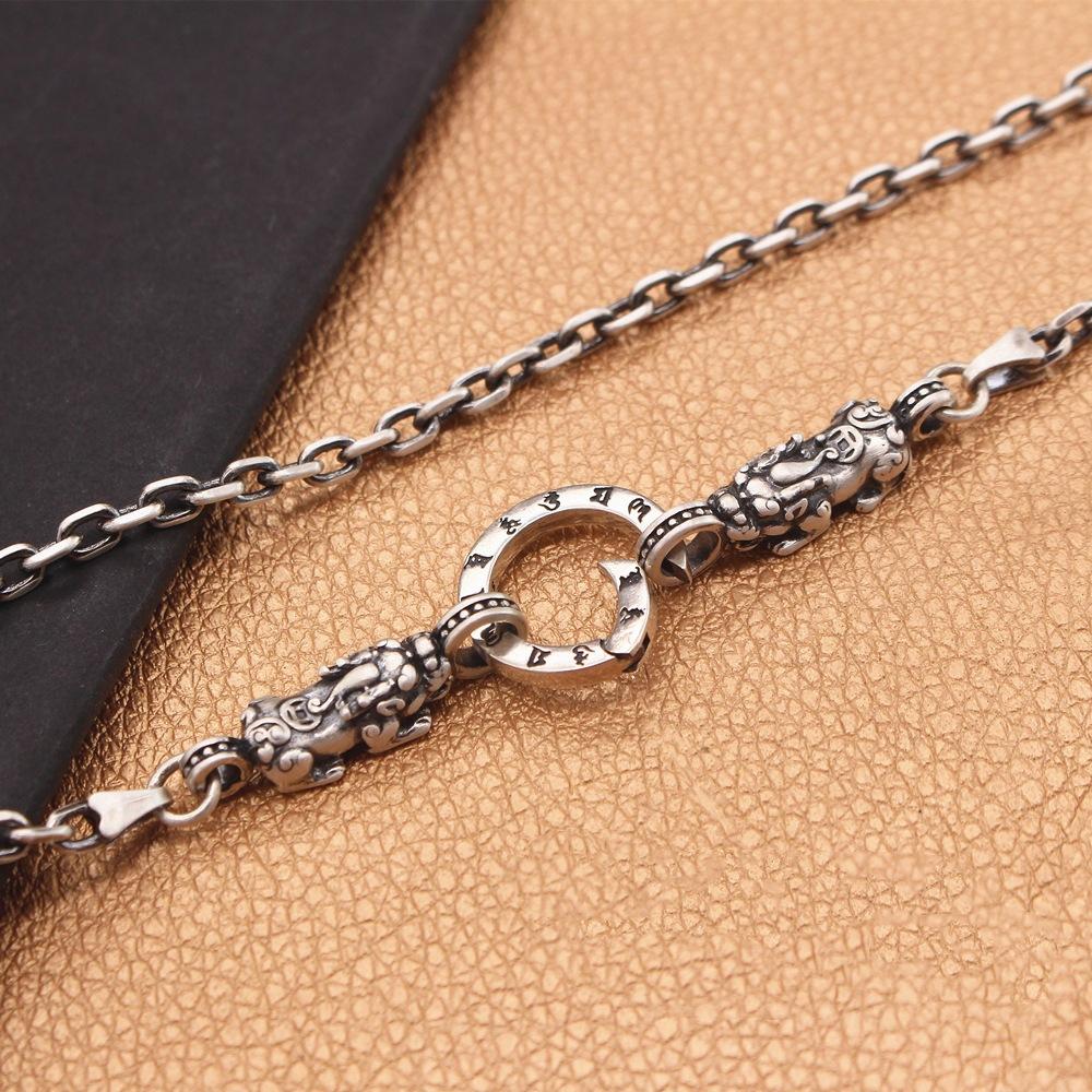 Neu gestaltete Hohl-Halskette aus Sterlingsilber Glück Glücksbringer Retro Hip Hop Herren Damen Mode Punk Schmuck Geschenk