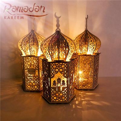 1 PCS LED Licht Holz DIY Handwerk Familie Islamischen Muslimischen Party Dekoration Ramadan Dekoration WBL