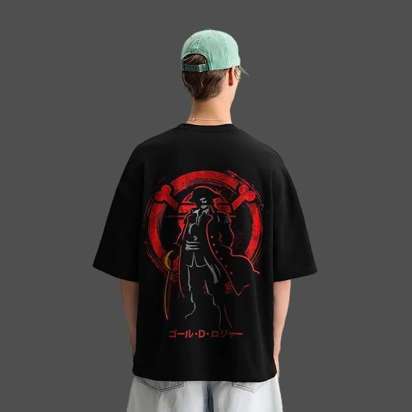 One Piece Anime Gol D Roger Übergroßes Baumwoll-T-Shirt für Männer und Frauen Atmungsaktiv Hohe Qualität Y2K Kurzarm Sommer-T-Shirt