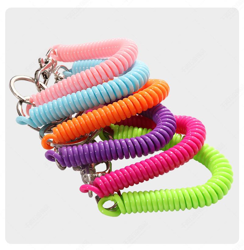 1Pc High Elastic Plastic Anti-lost Phone Cable Spring Rope Key Chain Bag Mobile Phone Lanyard Keychain Color Spring Rope