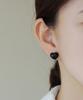 Alleun Silver 925 Chubby Heart Earrings Black Mini Bold