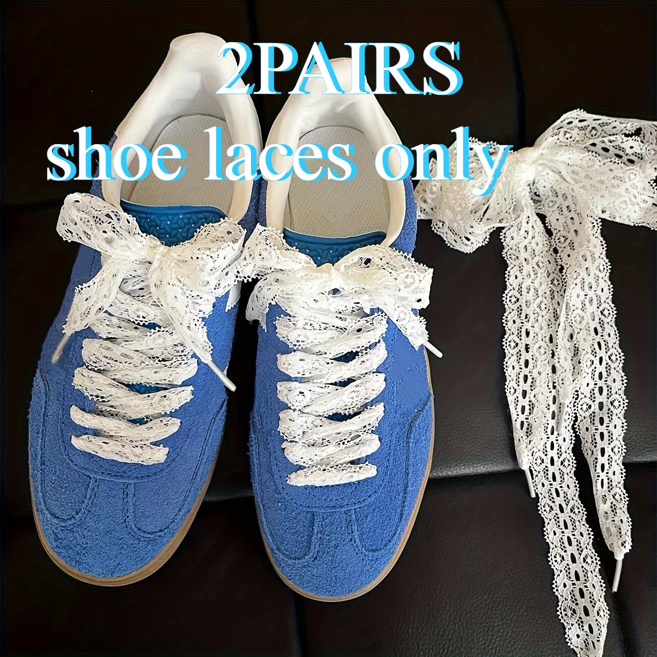 

2/3 Pairs Elegant White Lace Bow Shoe Laces - 47.24 Long V-Cutout Korean Style, for Sneakers Flats Wedding Shoes