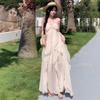 French Irregular Ruffle Edge Suspender Dress Design Sense Temperament Waist Sweet Age Reduction Chic Fairy Dress