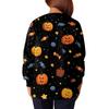 Women's Casual Fashion Long Sleeve Standing Collar Single Breasted Halloween Printed Workwear Jacket Tops