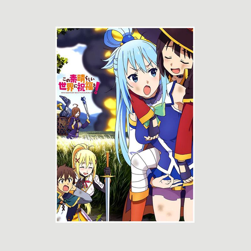 Vintage anime KonoSuba Megumin bílý papír plakáty a tisky ložnice bar kavárna dekorace nástěnná malba retro nástěnné umění malba domácí dekorace