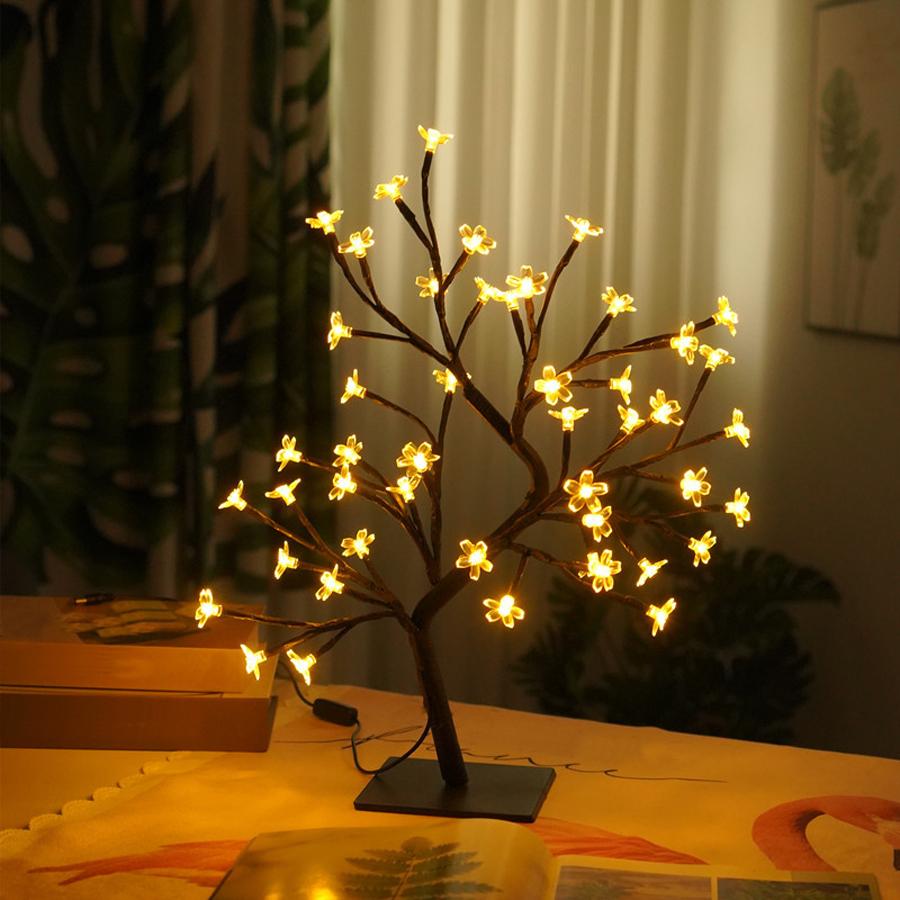 LED Indoor Room Decoration Tree Light Bedroom Home Lighting Simulation Cherry Blossom Tree Light