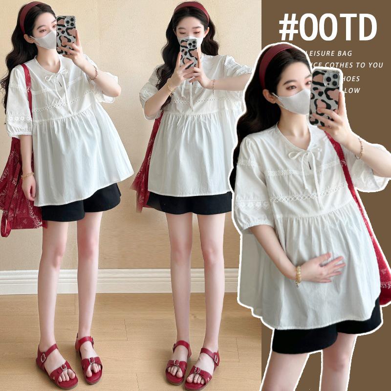 

2026 Summer Lace Doll Shirt & Bow Tie Cotton Top + Supportive Belly Shorts M