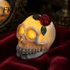 Halloween Umgebungslicht Gotische Schädel Rose Figur, Tag der Toten Harz Party Dekoration Statue, Gruselige Skelettkopf Lampe für Schreibtisch