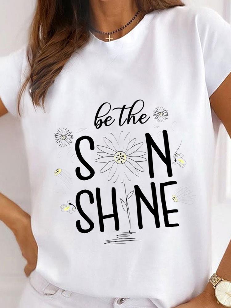 (Asian Size) Clothing Shirt Women Printed Lady flower love 90s Casual Short Sleeve T Tee Top Fashion Female Graphic T-shirts