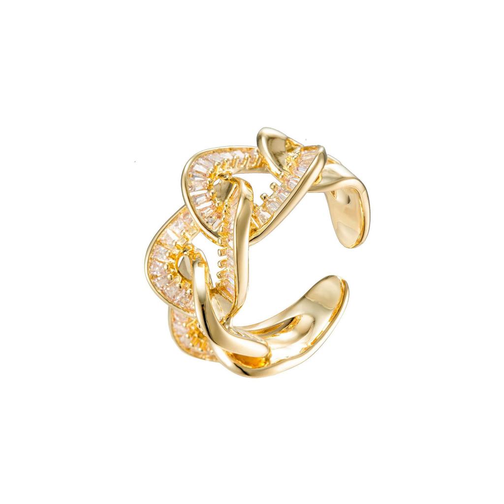 New chain shaped light luxury cool style European and American niche ring exquisite personality fashionable versatile open ring