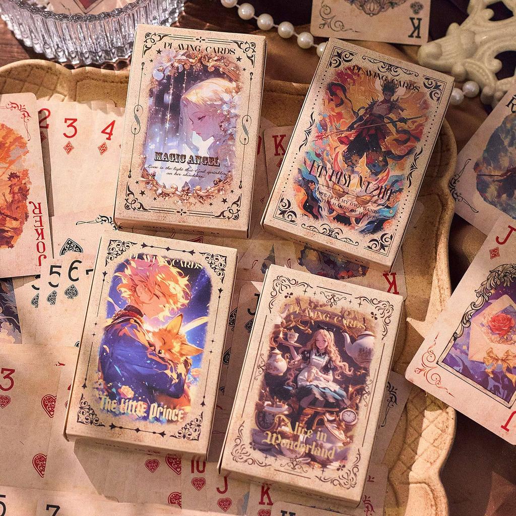55 pcs Blue core paper poker retro style character girls puzzle entertainment poker hard card