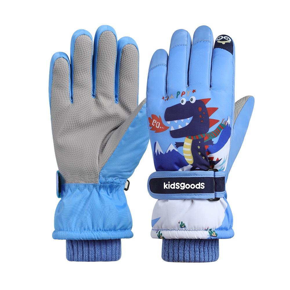 Mănuși de schi impermeabile de iarnă pentru copii - Călduroase, groase din lână corală, pentru băieți și fete DRST23