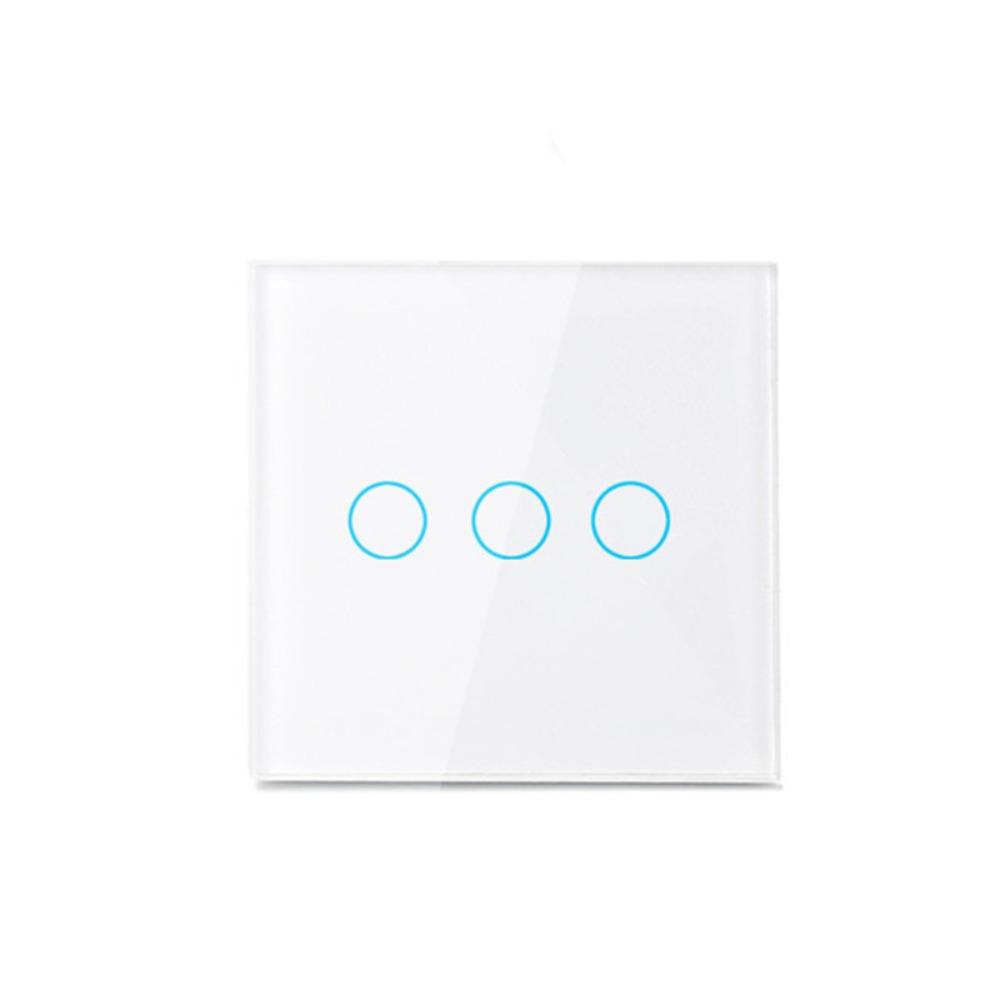 Crystal Glass Panel LED Light Switch AC100-240V EU Plug LED Sensor Switch Fire-Resistant 1/2/3 Gang Wall Light Switch