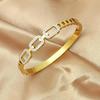 Fashionable Oval Hollow Titanium Steel Diamond Buckle Electroplating Jewelry Bracelet