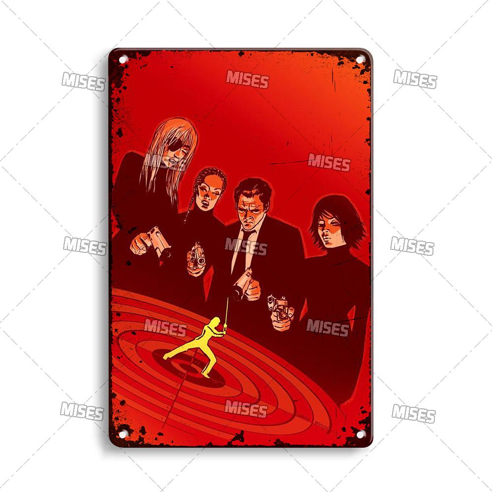 MISES Kill Bill:Sv.1 Klasický filmový bar Kovová cedule Vintage plakát Rezavý kovový talíř Průmyslový dekor Domov Kavárna Klub Kovová plaketa