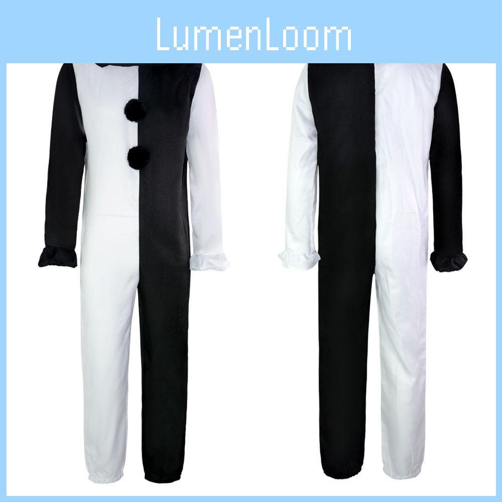 Strašidelný kostým klauna Terrifier na Halloween pro dospělé Vysoce kvalitní černo-bílá kombinéza