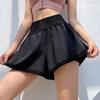 Sports Shorts Women Loose Training Running Fake Two Anti-slip Wearing High-waisted Yoga Culottes
