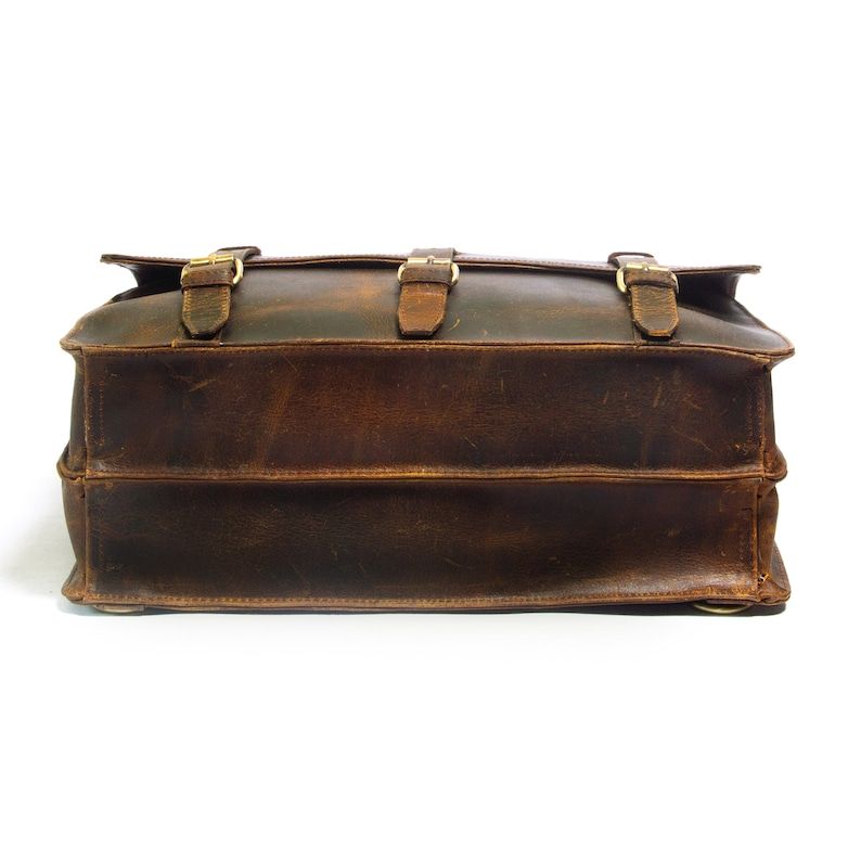 Handmade Vintage Leather Briefcase: British Design, Laptop Bag