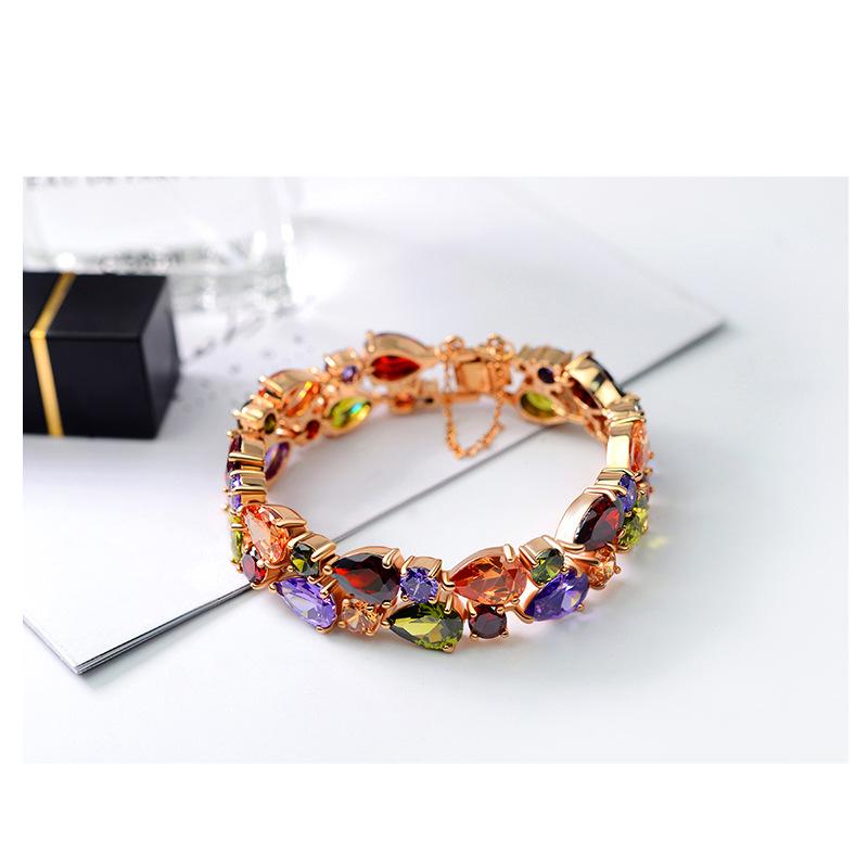Kleurrijk Druppel Zircon Rose Goud Mona Lisa Armband