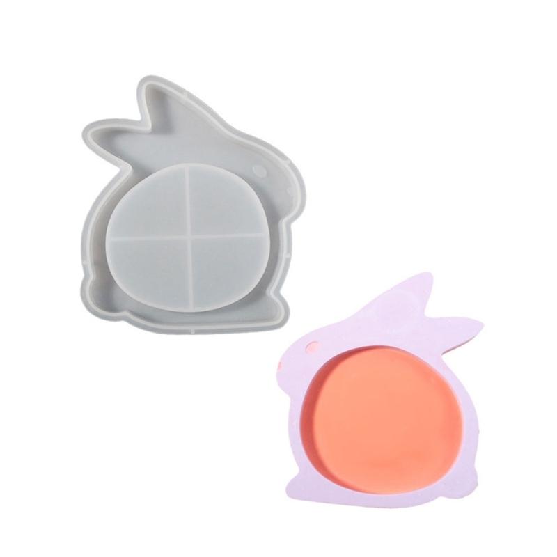 Flexible Sturdy Silicone Epoxy Resin Castes Mold Rabbits Shaped Tray Dishes Molds for Craft and Home Decoration