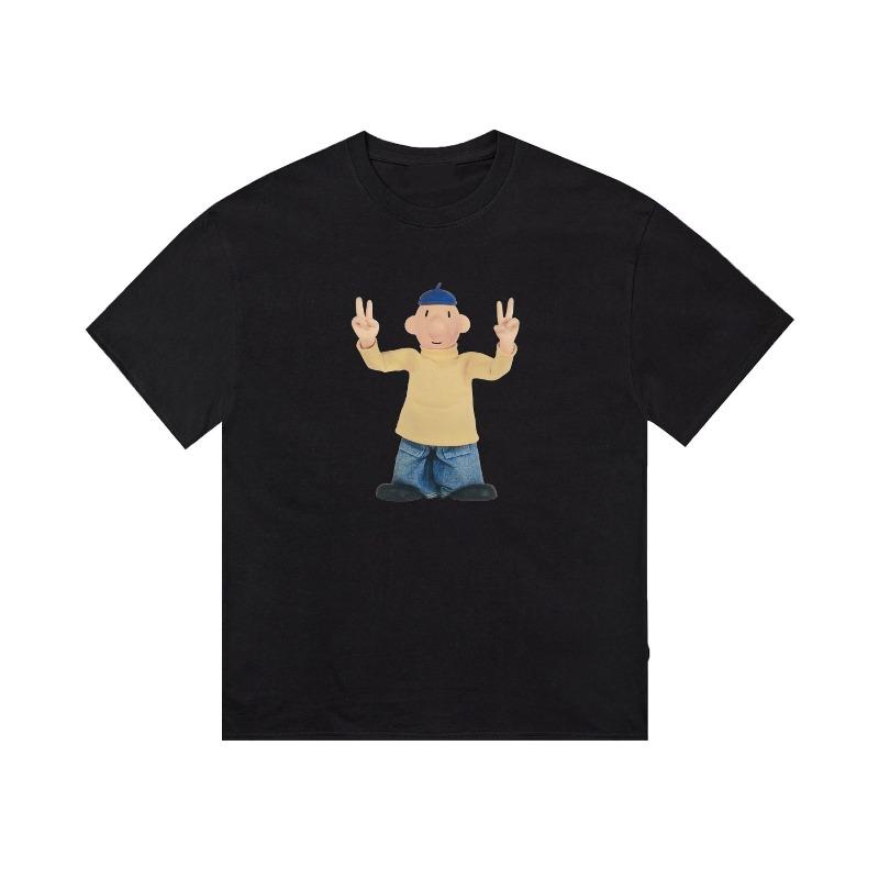 Fun Cartoon Character Pure Cotton Printed Men's and Women's Loose Casual Short Sleeved Summer New Personalized Fashion T-shirt
