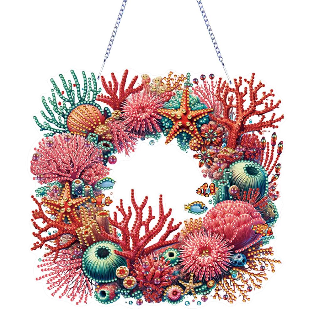 Octopus Sea World Garland Rhinestone Diamond Art Pendants DIY Diamond Art Pendant Kit Diamond Painting Ornaments for Art Crafts