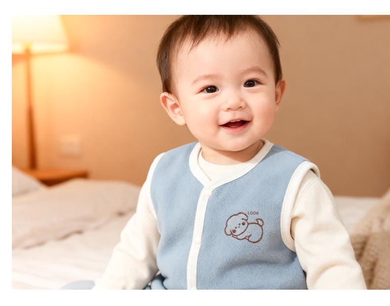 Vestă Coral Fleece Căptușită cu Fleece pentru Bebeluși, Băieți și Fete - Îmbrăcăminte Exterioară Caldă pentru Toamnă/Iarnă