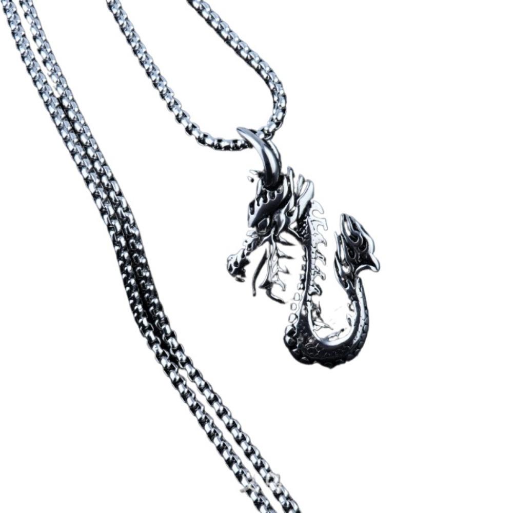 Titanium steel personality pendant necklace men and women, retro fashion hipster pendant accessories sweater chain