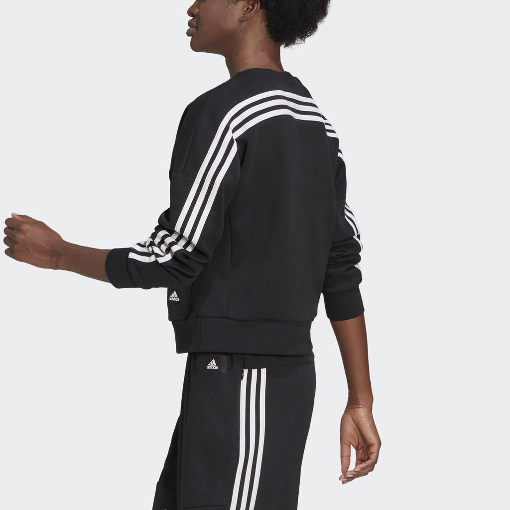 adidas Sweatshirt à col rond coupe ample avec trois bandes sur le côté pour femme Sweatshirt Noir GL0343