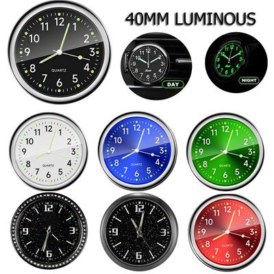 1 x leuchtende Autouhr, 40 mm, Digitaluhr für Autos, wasserdicht, elektronische Quarzuhr, Fahrrad- und Motorraduhr, Auto-Armaturenbrett, Lüftungsschlitze, zum Aufkleben