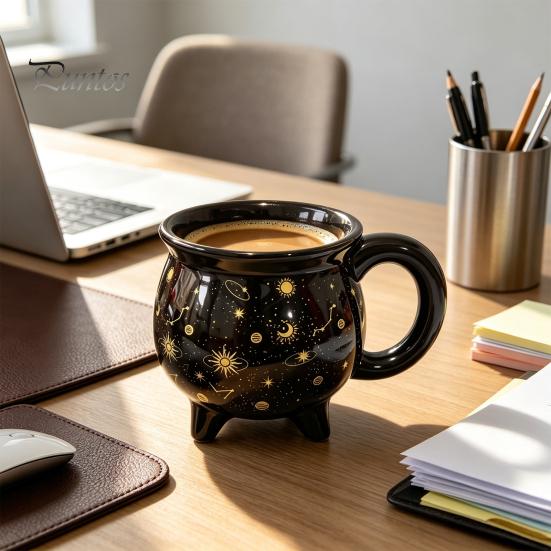 Funny Gift for Friends Halloween Coffee Mug with Ergonomic Handle, 380ml Capacity, Ceramic Pot Shaped Novelty Cup, Hot And Cold Beverages Drinking Cup