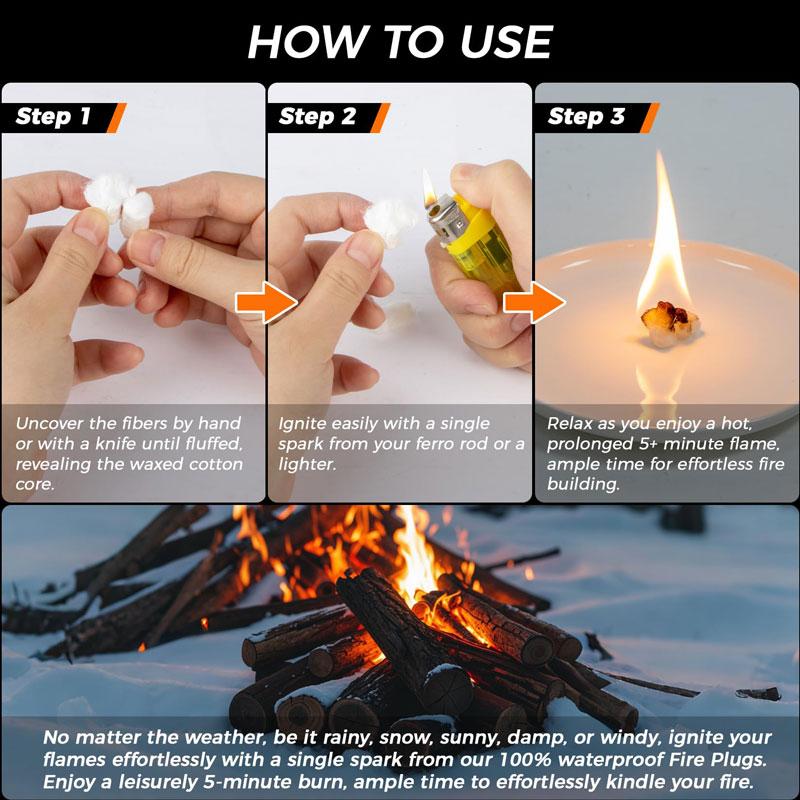 20Pcs Outdoor Mini Portable Fire Starter Camping Survival Practical Waterproof Props Cotton Core Fire Starter