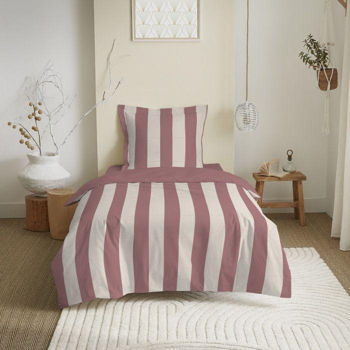 Deauville Purple Reversible Duvet Set for 90 X 190 Cm Bed
