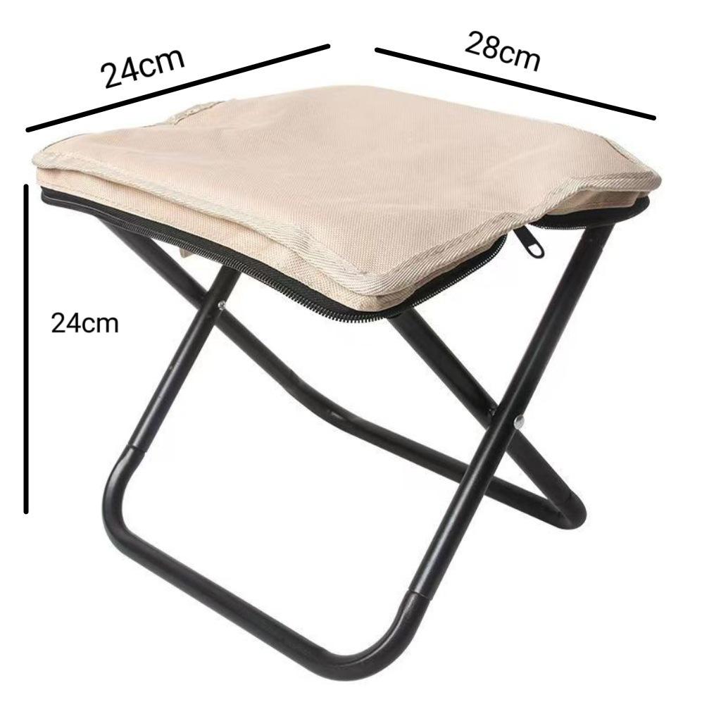 Chaise de Camping Pliante Portable et Tabouret Multifonctionnel avec Pochette pour Crayons